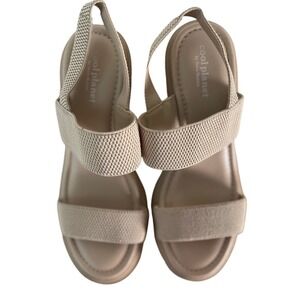 Cool Planet by Steve Madden‎ Y2K Nude Platform Block Heel Elastic Sandals WM 10